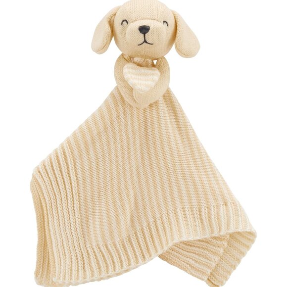Carter's Golden Retriever Puppy Dog Security Blanket Yellow Stripes Lovey NWT - Picture 1 of 2